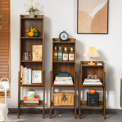 Modern Minimalist Rectangular Bamboo Bookshelves 3/4/5-Tier For Living Room