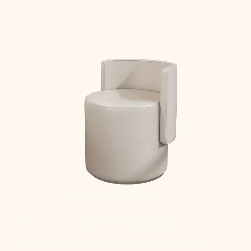 Moderner minimalistischer drehbarer zylindrischer Hocker aus Mikrofaserleder, Aluminiumlegierung und Holz, Rückenlehne ohne Armlehnen für das Schlafzimmer 