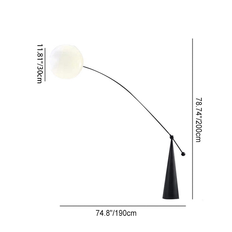 Zeitgenössische kreative konische Basis Angelrute Orb Eisen Glas 1-Licht Stehlampe für Wohnzimmer 