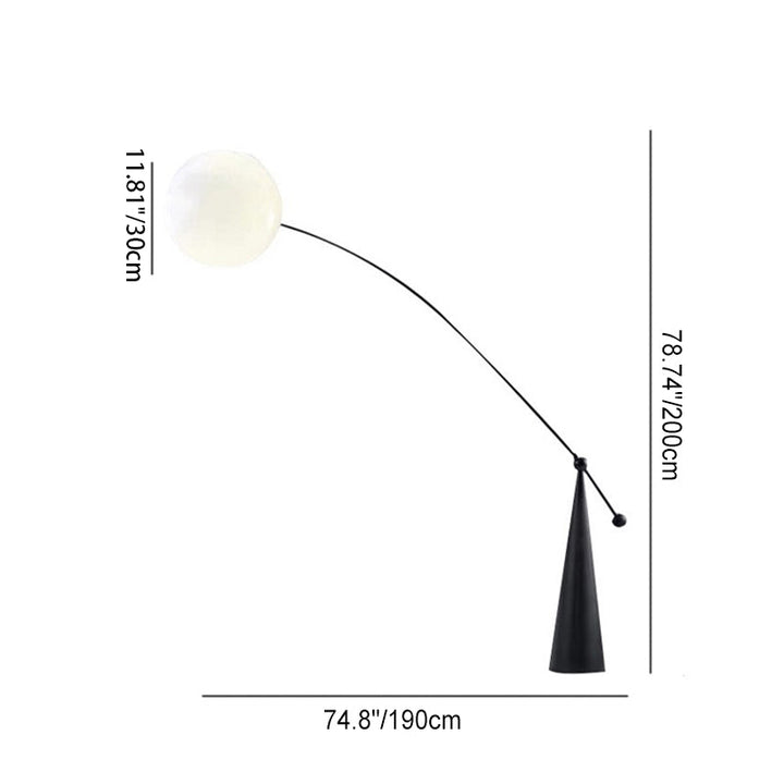 Zeitgenössische kreative konische Basis Angelrute Orb Eisen Glas 1-Licht Stehlampe für Wohnzimmer 