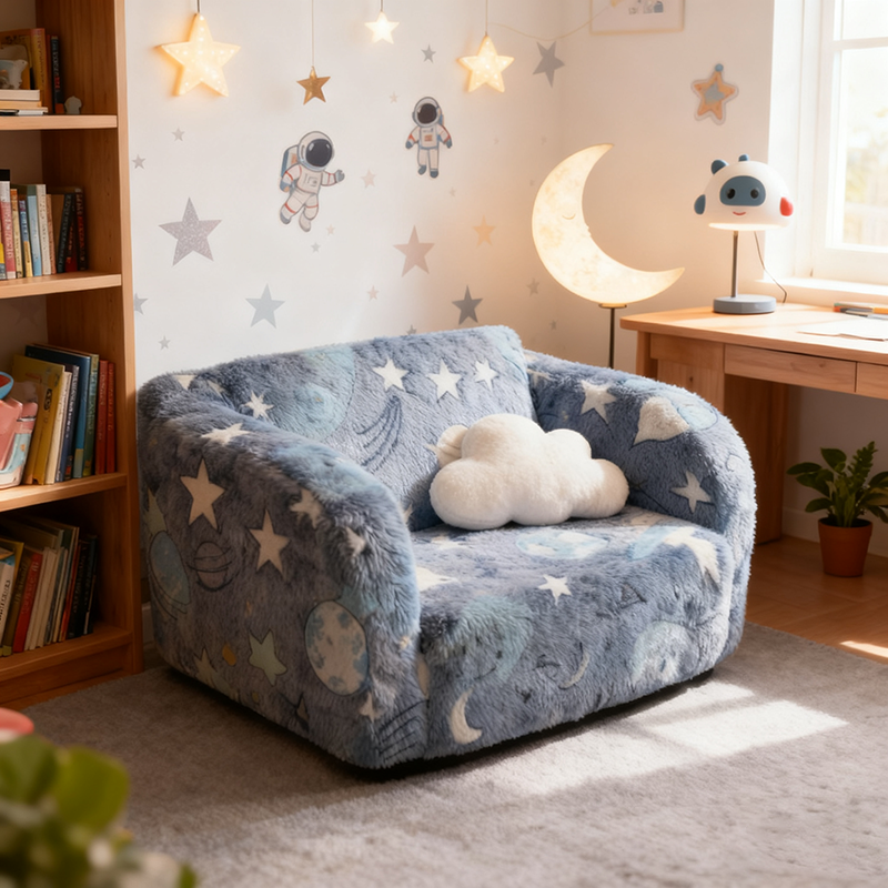 Contemporary Creative Rectangular Kids Sofa: Compressible - Freely Combinable Backrest Armrest Sleeper Sofa For Living Room