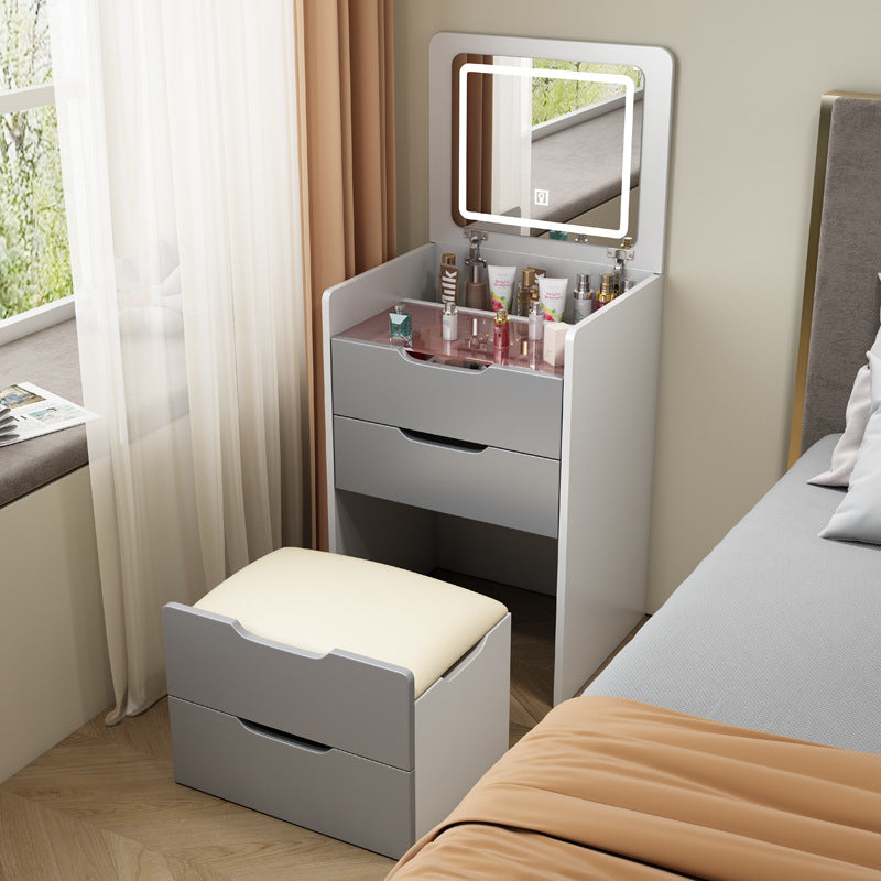 Modern Minimalist Glass Medium Density Fiberboard Makeup Vanity 4-Drawer For Bedroom