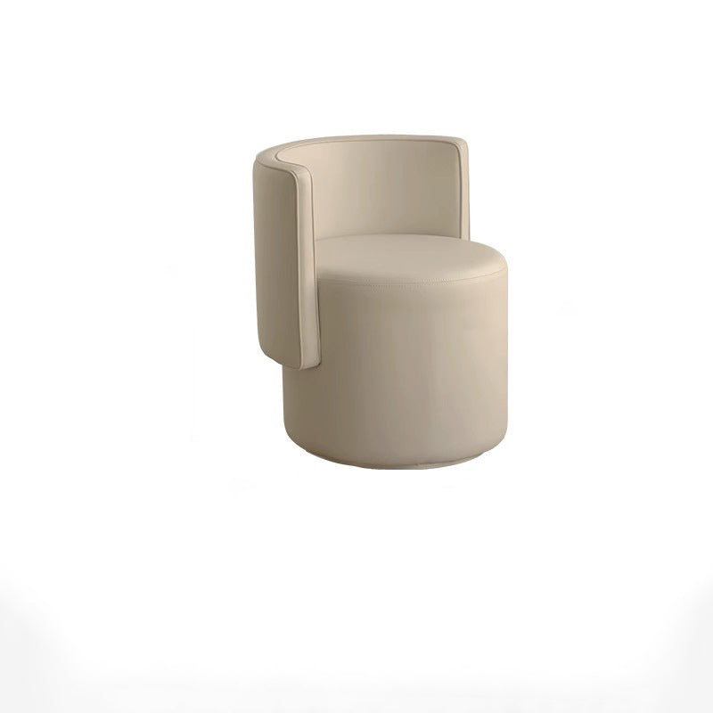 Moderner minimalistischer drehbarer zylindrischer Hocker aus Mikrofaserleder, Aluminiumlegierung und Holz, Rückenlehne ohne Armlehnen für das Schlafzimmer 