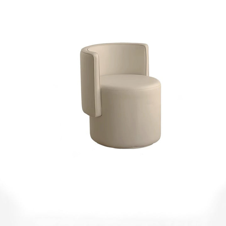 Moderner minimalistischer drehbarer zylindrischer Hocker aus Mikrofaserleder, Aluminiumlegierung und Holz, Rückenlehne ohne Armlehnen für das Schlafzimmer 