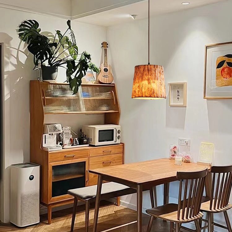 Traditioneller japanischer Harz-Eisen-Kupfer-Haus-Zylinder 1/3 Licht Insel-Licht-Kronleuchter für Esszimmer 