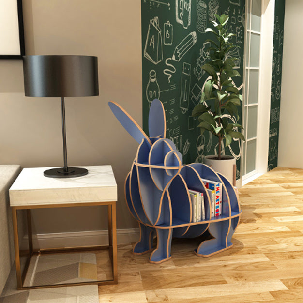 Contemporary Creative Rabbit-Shaped Solid Wood Bookshelf 5-Shelf For Living Room