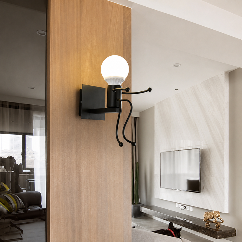 Aplique de pared contemporáneo de arte creativo Villain de hierro de 1 luz para dormitorio 