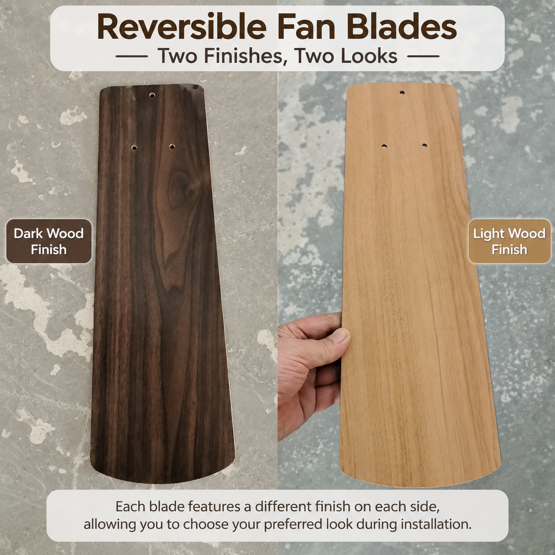 Ventilateur de plafond moderne minimaliste à pales rondes en bois massif avec abat-jour en fer et acrylique LED pour salon 
