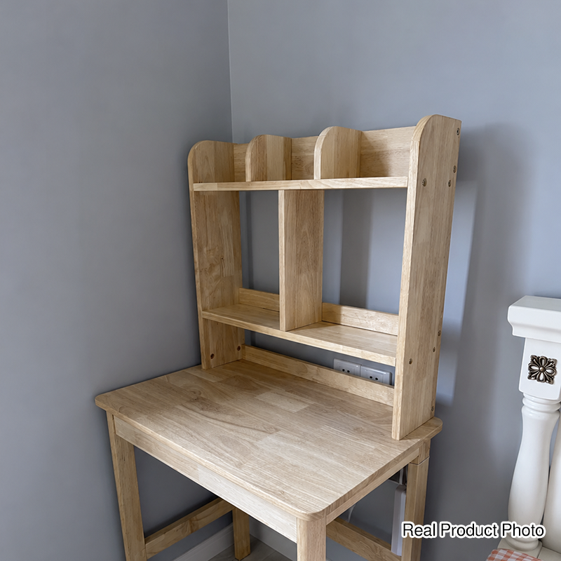 Bureau rectangulaire en bois massif et hévéa avec 1 tiroir pour bureau à domicile - Simplicité Moderne 