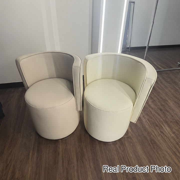 Contemporary Nordic Cylinder Microfiber Leather Aluminum Pine Wood Vanity Stool Backrest For Bedroom
