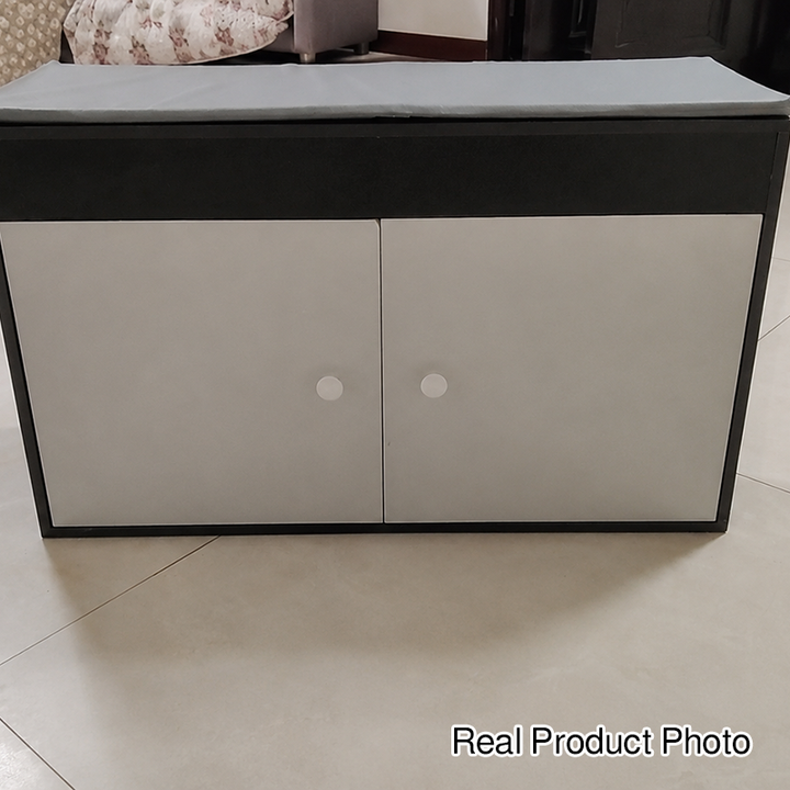 Moderner minimalistischer MDF PU Leder Schwamm Metall rechteckiger Schuhbank ohne Armlehnen für Eingangsbereiche 