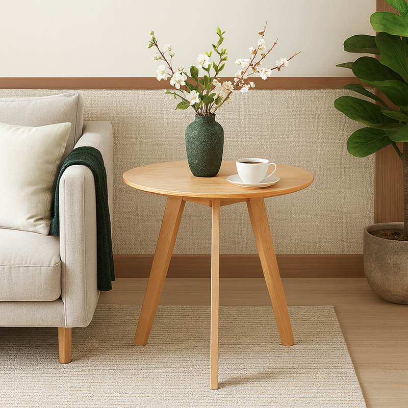 Modern Minimalist Wrap-Style Solid Wood MDF Cotton Linen Iron Accent Chair & Table Set For Living Room