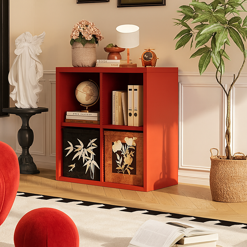 Contemporary Scandinavian Square Steel Modular Bookshelf 4/6-Cabinet For Living Room