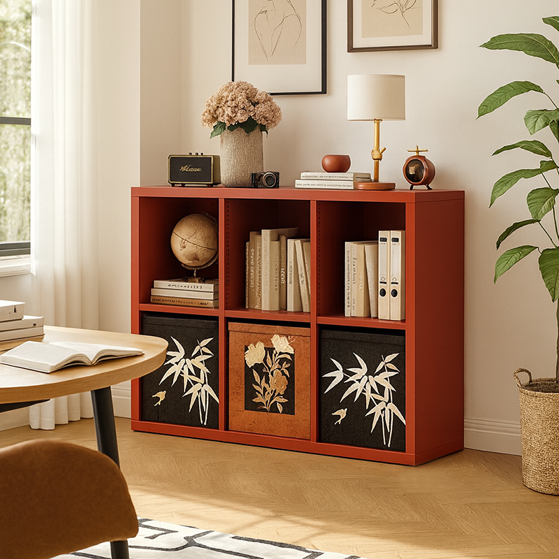 Contemporary Scandinavian Square Steel Modular Bookshelf 4/6-Cabinet For Living Room