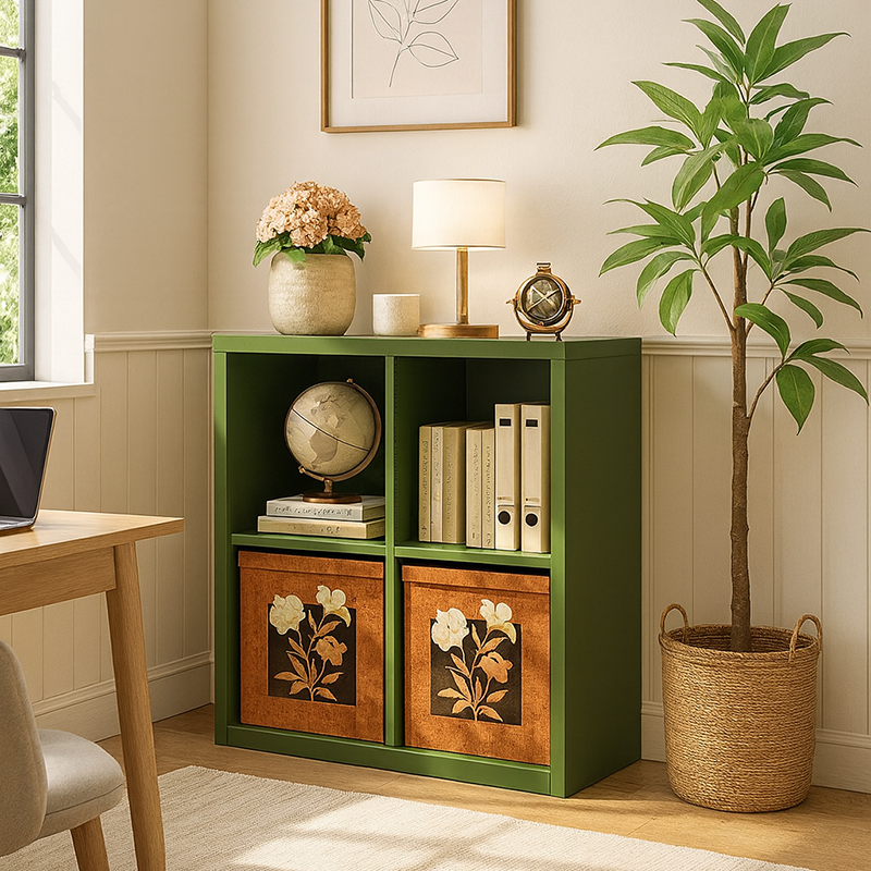 Contemporary Scandinavian Square Steel Modular Bookshelf 4/6-Cabinet For Living Room