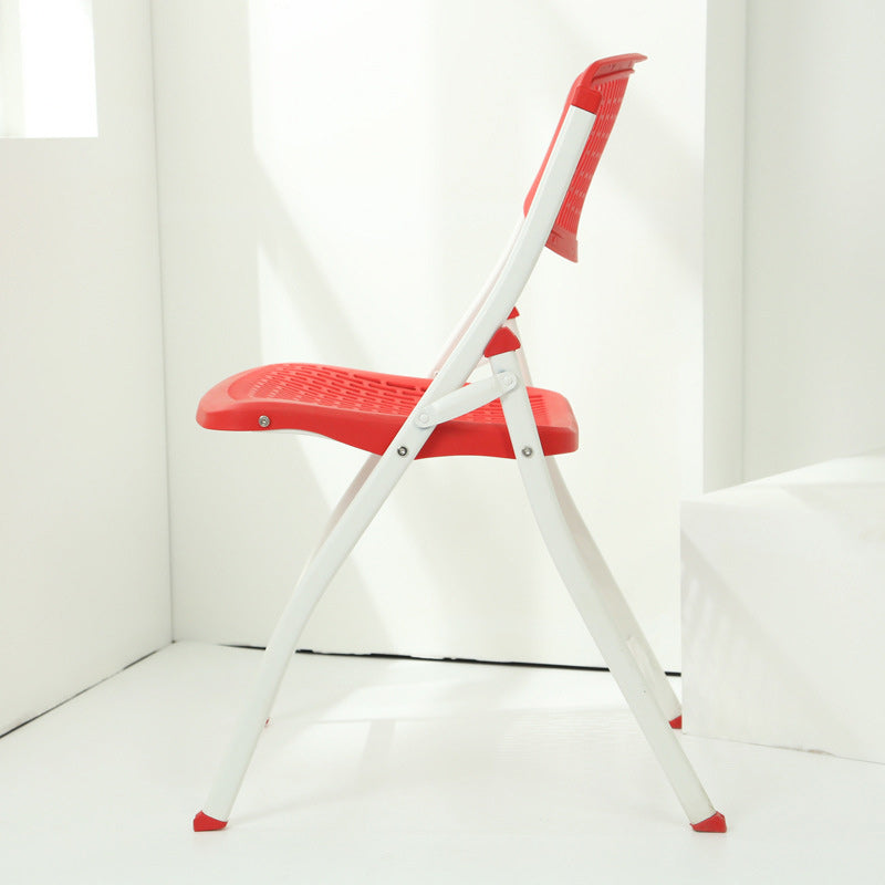 Moderna silla de escritorio de hierro y plástico minimalista sin respaldo para oficina en casa 