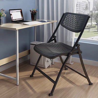 Moderna silla de escritorio de hierro y plástico minimalista sin respaldo para oficina en casa 