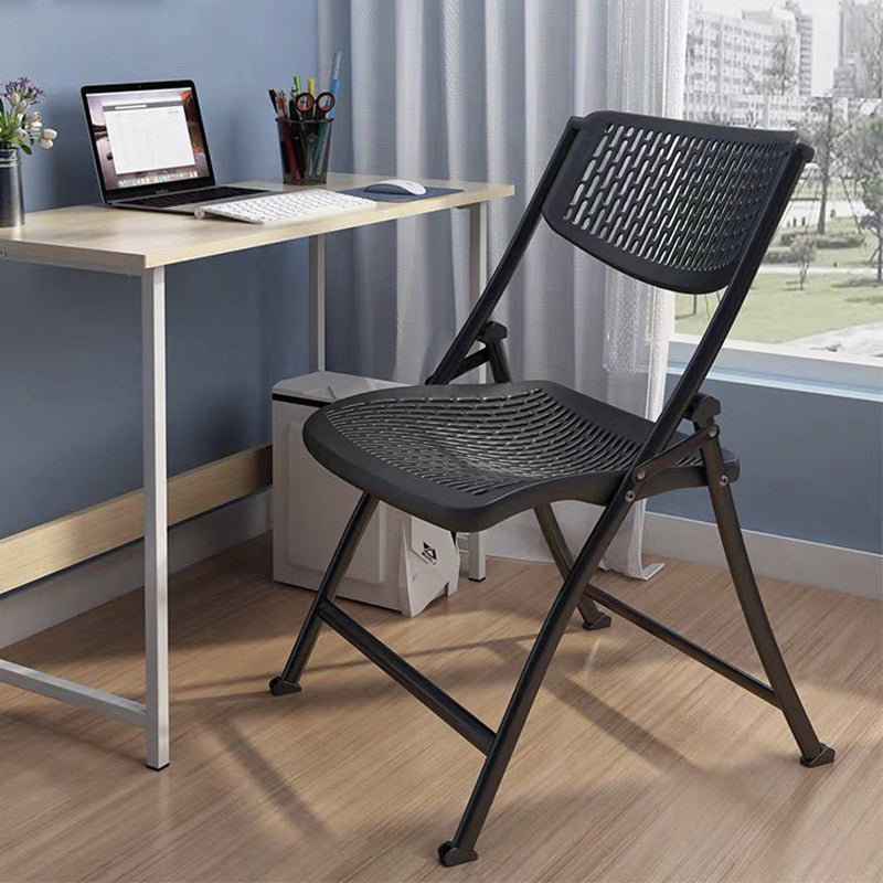 Moderna silla de escritorio de hierro y plástico minimalista sin respaldo para oficina en casa 