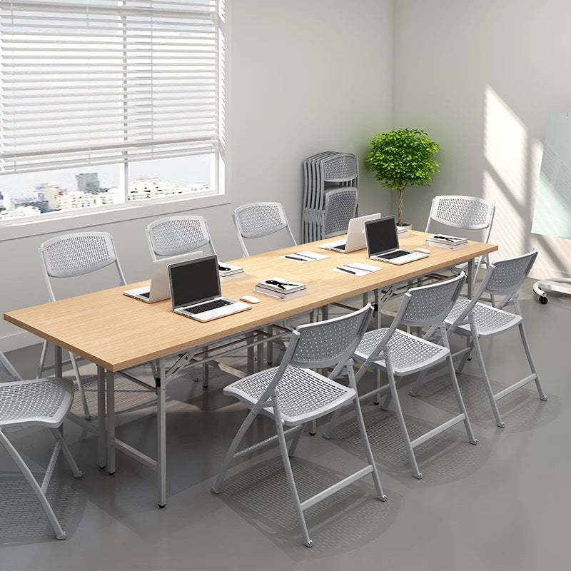 Moderna silla de escritorio de hierro y plástico minimalista sin respaldo para oficina en casa 