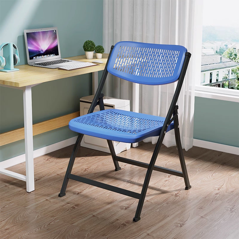 Moderna silla de escritorio de hierro y plástico minimalista sin respaldo para oficina en casa 