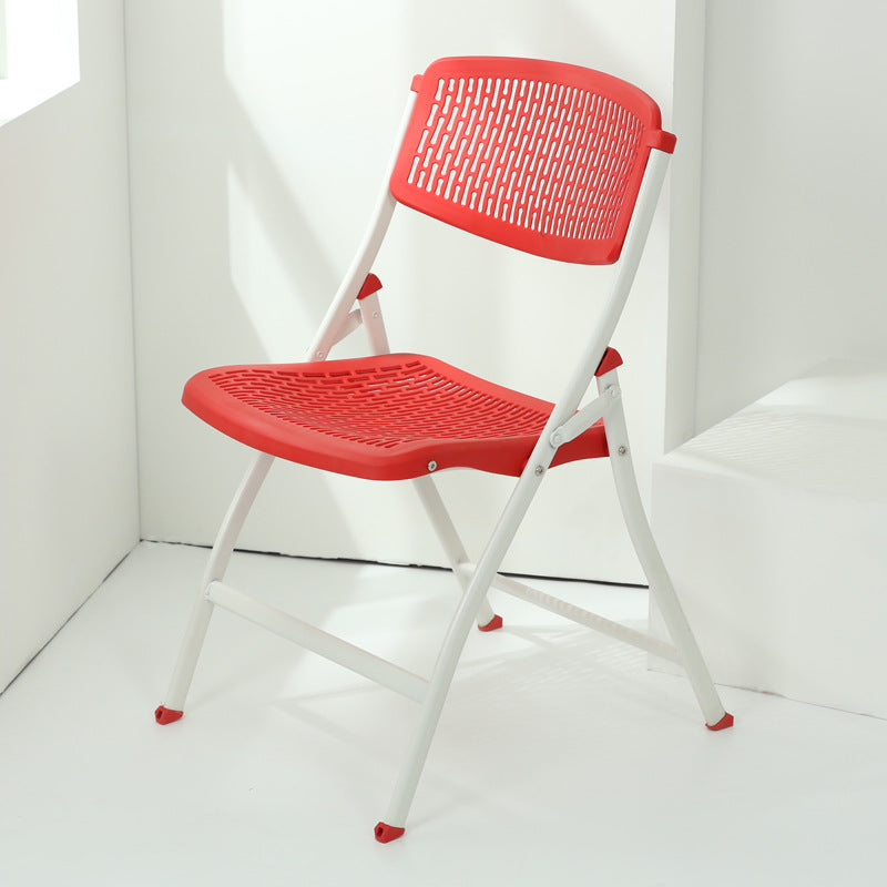 Moderna silla de escritorio de hierro y plástico minimalista sin respaldo para oficina en casa 