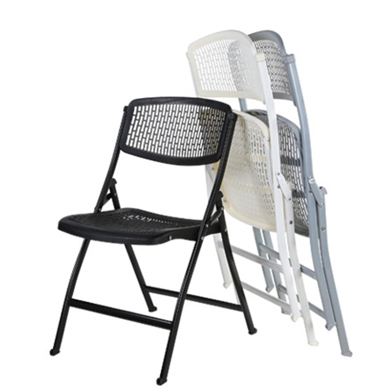Moderna silla de escritorio de hierro y plástico minimalista sin respaldo para oficina en casa 