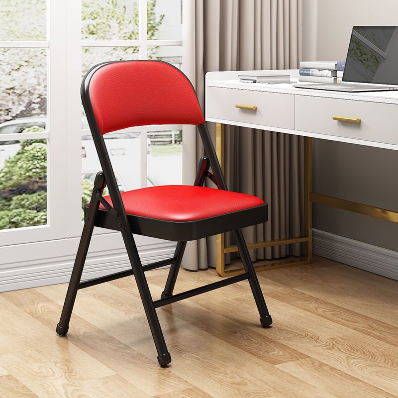 Moderner Einfachheit Stahl Leder Schreibtischstuhl Rückenlehne ohne Armlehnen für das Home Office 