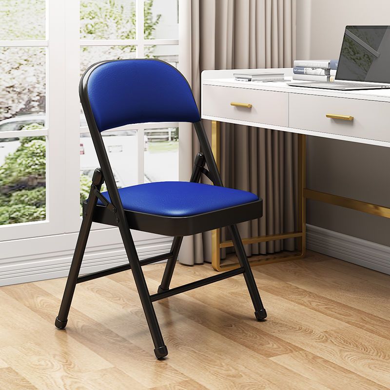 Moderner Einfachheit Stahl Leder Schreibtischstuhl Rückenlehne ohne Armlehnen für das Home Office 