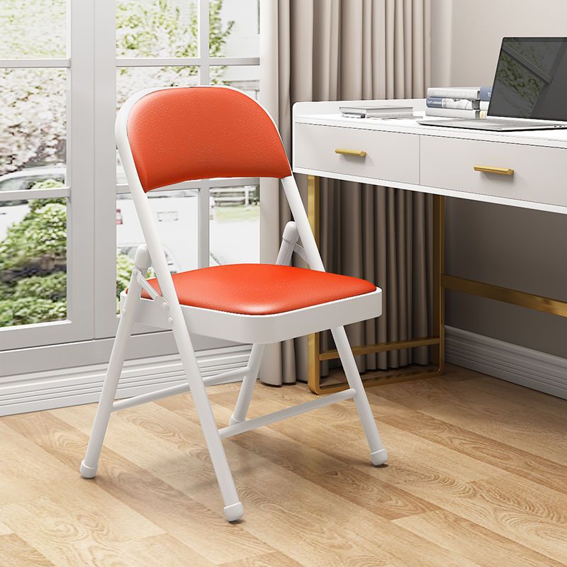 Moderner Einfachheit Stahl Leder Schreibtischstuhl Rückenlehne ohne Armlehnen für das Home Office 