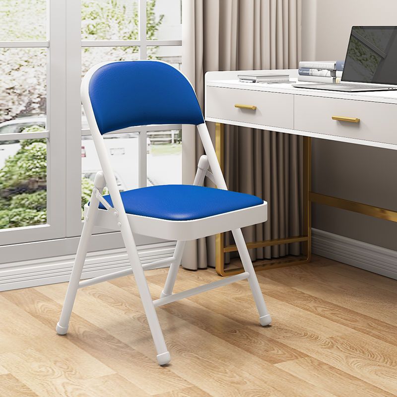 Moderner Einfachheit Stahl Leder Schreibtischstuhl Rückenlehne ohne Armlehnen für das Home Office 