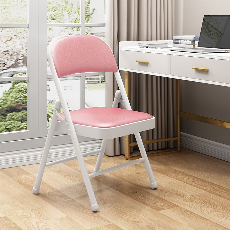 Moderner Einfachheit Stahl Leder Schreibtischstuhl Rückenlehne ohne Armlehnen für das Home Office 