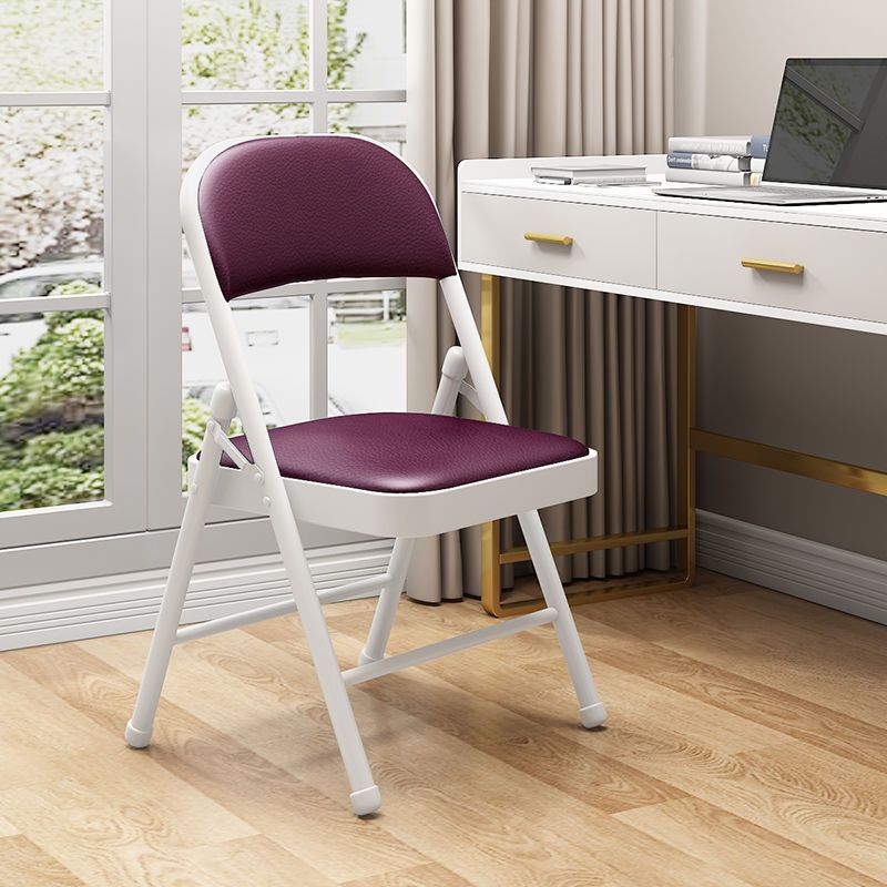 Moderner Einfachheit Stahl Leder Schreibtischstuhl Rückenlehne ohne Armlehnen für das Home Office 