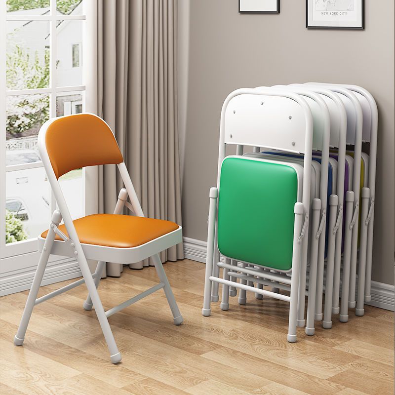 Moderner Einfachheit Stahl Leder Schreibtischstuhl Rückenlehne ohne Armlehnen für das Home Office 
