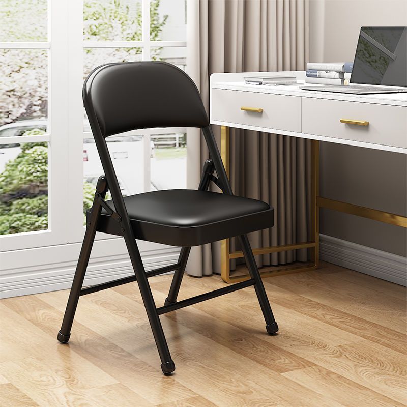 Moderner Einfachheit Stahl Leder Schreibtischstuhl Rückenlehne ohne Armlehnen für das Home Office 