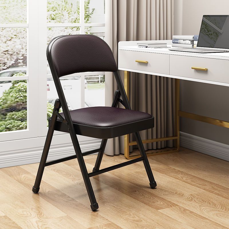 Moderner Einfachheit Stahl Leder Schreibtischstuhl Rückenlehne ohne Armlehnen für das Home Office 