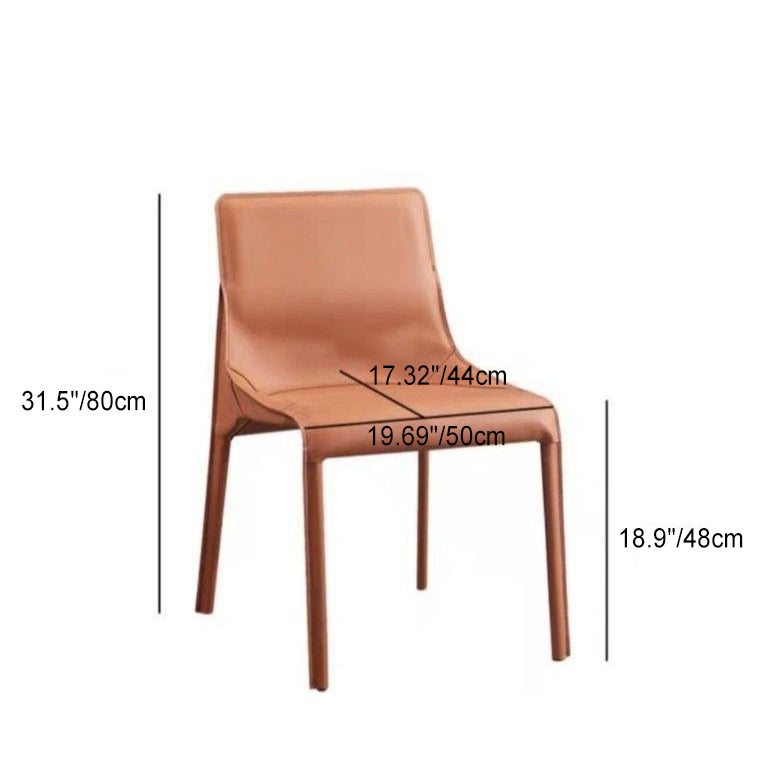 Moderner minimalistischer Schreibtischstuhl aus Kohlenstoffstahl mit Sattelleder, Rückenlehne, ohne Armlehnen für das Home Office 