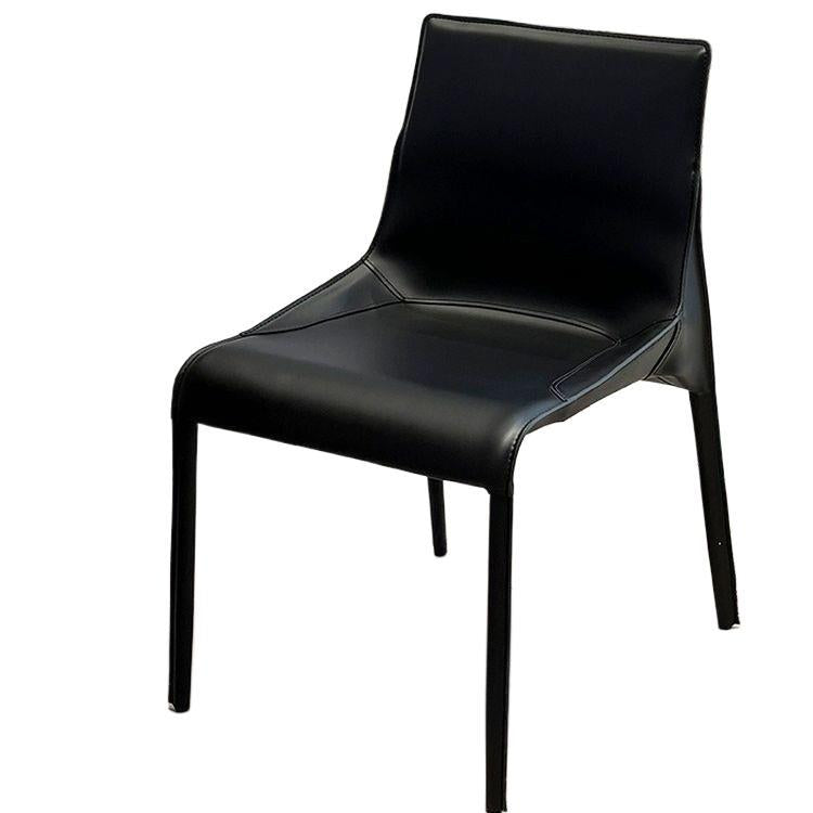 Moderner minimalistischer Schreibtischstuhl aus Kohlenstoffstahl mit Sattelleder, Rückenlehne, ohne Armlehnen für das Home Office 