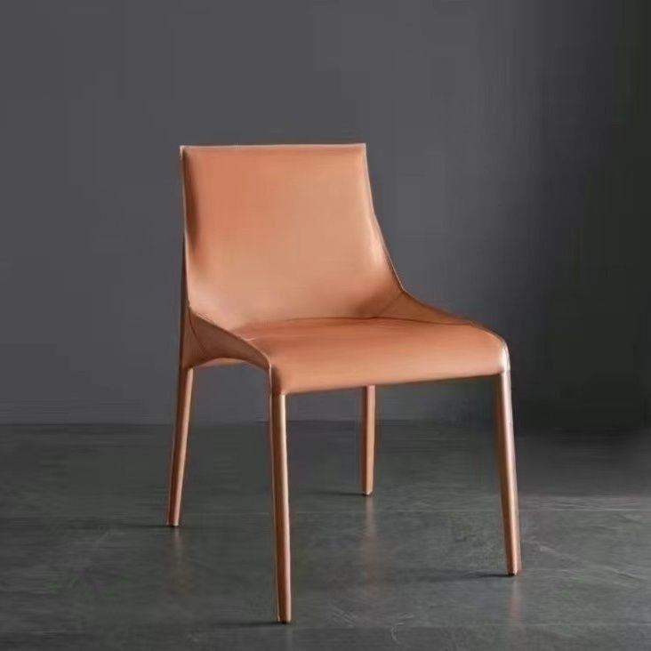 Moderner minimalistischer Schreibtischstuhl aus Kohlenstoffstahl mit Sattelleder, Rückenlehne, ohne Armlehnen für das Home Office 