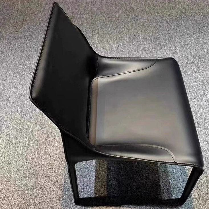 Moderner minimalistischer Schreibtischstuhl aus Kohlenstoffstahl mit Sattelleder, Rückenlehne, ohne Armlehnen für das Home Office 