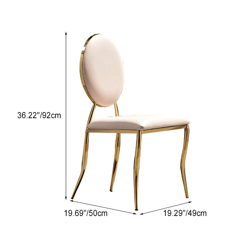 Zeitgenössischer nordischer Edelstahl-Leder-Esszimmerstuhl Rückenlehne ohne Armlehnen für das Esszimmer 