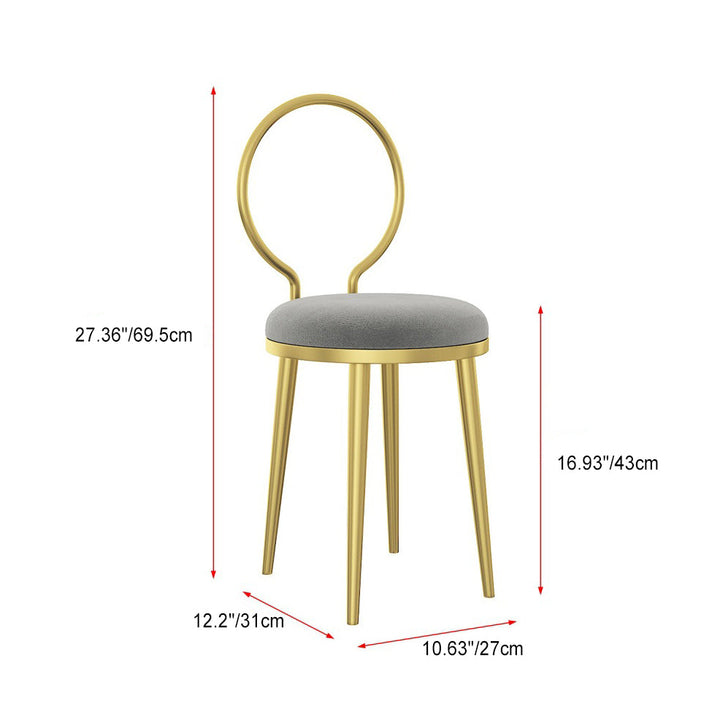 Contemporary Nordic Flannelette Faux Leather Iron Dining Chair Backrest Armless For Dining Room