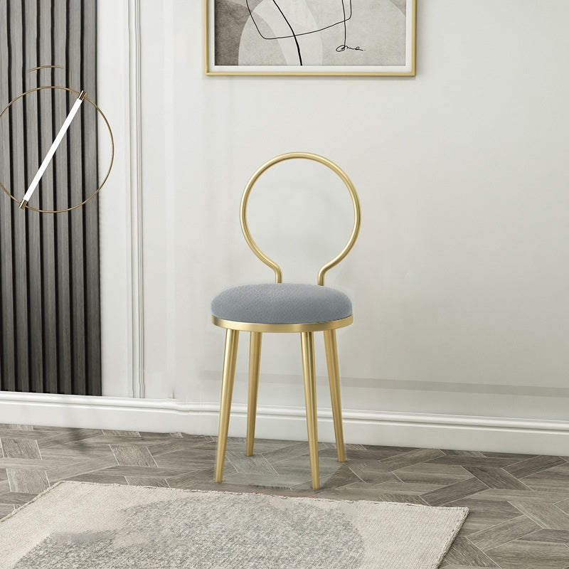 Contemporary Nordic Flannelette Faux Leather Iron Dining Chair Backrest Armless For Dining Room