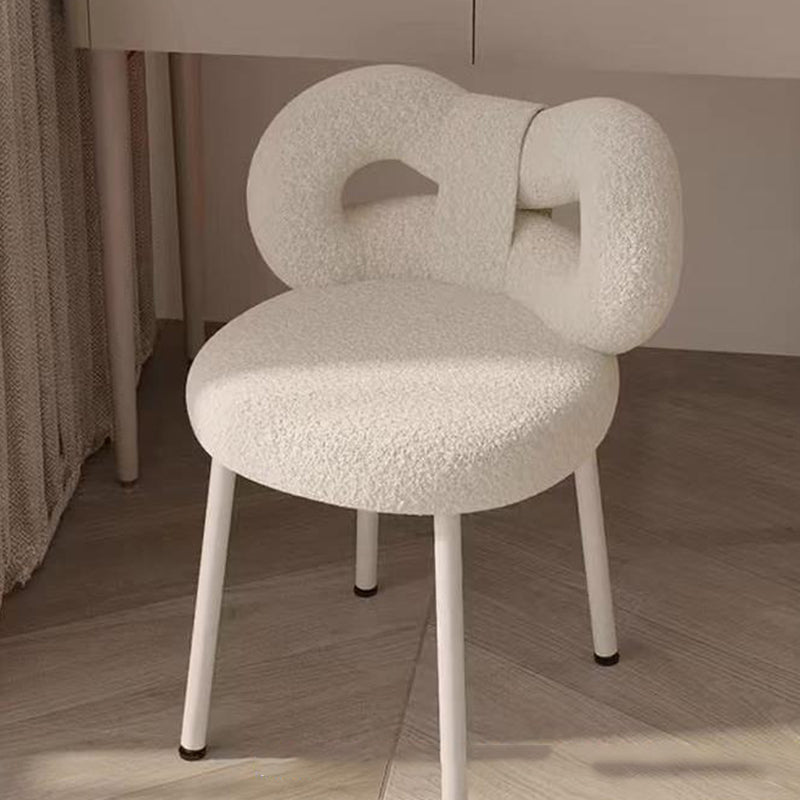 Tabouret de coiffeuse en fer sans dossier avec nœud créatif en laine d&