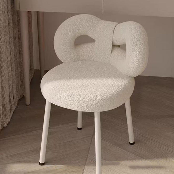 Tabouret de coiffeuse en fer sans dossier avec nœud créatif en laine d&