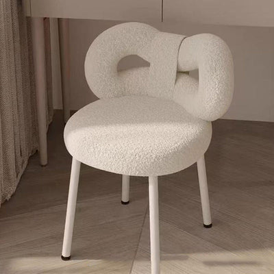 Tabouret de coiffeuse en fer sans dossier avec nœud créatif en laine d'agneau contemporain pour chambre 