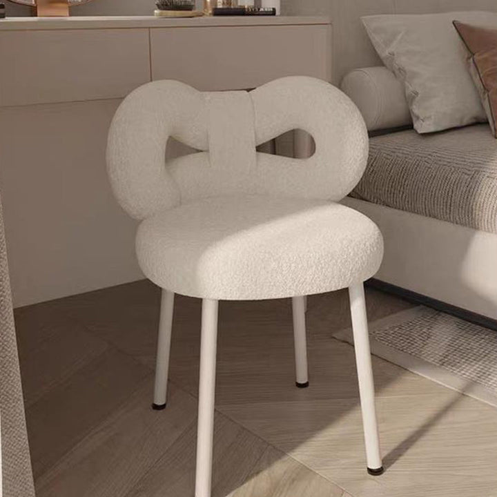 Tabouret de coiffeuse en fer sans dossier avec nœud créatif en laine d&