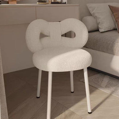 Tabouret de coiffeuse en fer sans dossier avec nœud créatif en laine d'agneau contemporain pour chambre 