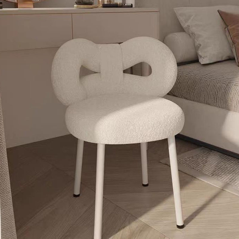 Tabouret de coiffeuse en fer sans dossier avec nœud créatif en laine d&