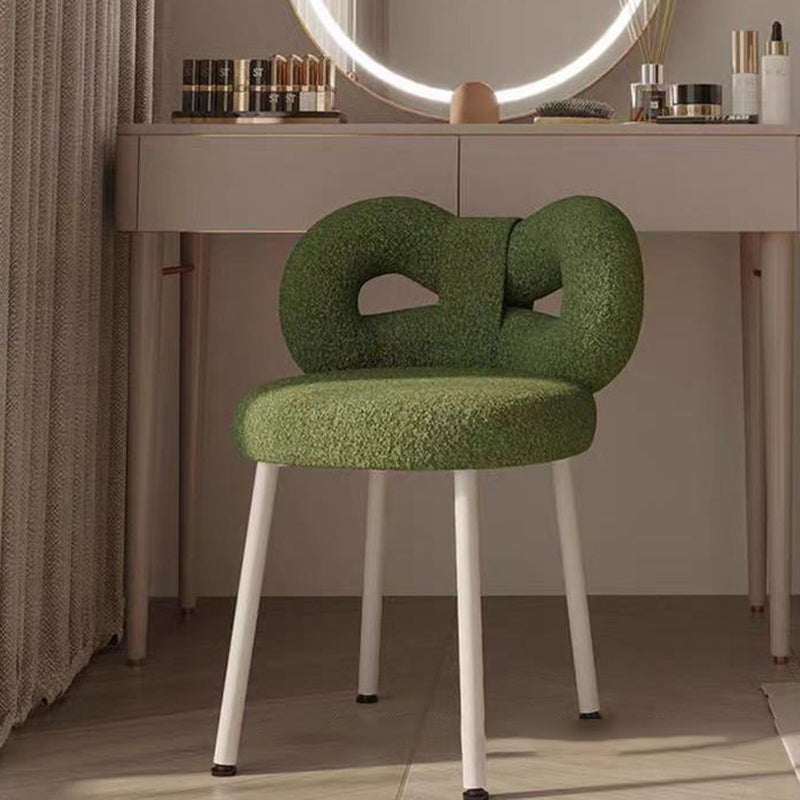 Tabouret de coiffeuse en fer sans dossier avec nœud créatif en laine d&