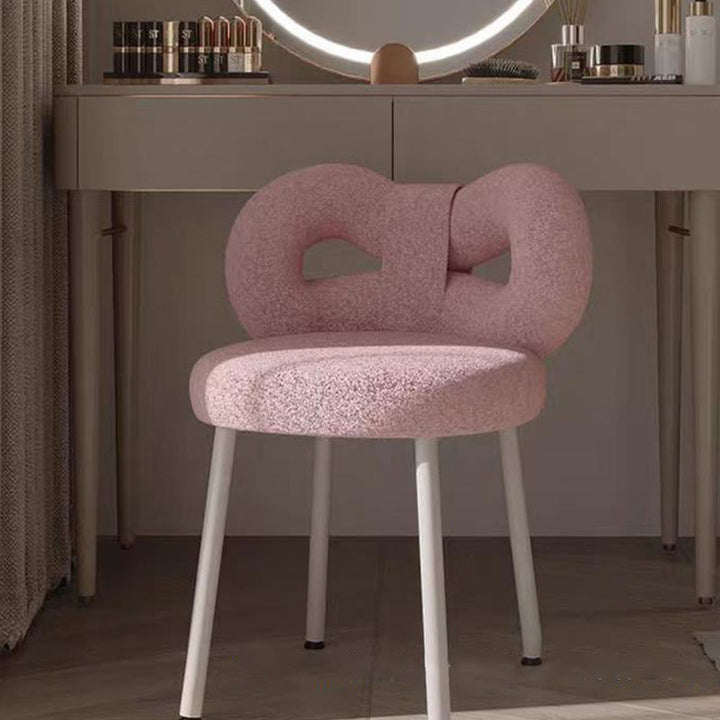 Tabouret de coiffeuse en fer sans dossier avec nœud créatif en laine d&